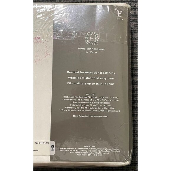 NWT Home Expressions FULL SET Microfiber Sheets Vanilla Cream New In Package - Picture 4 of 5